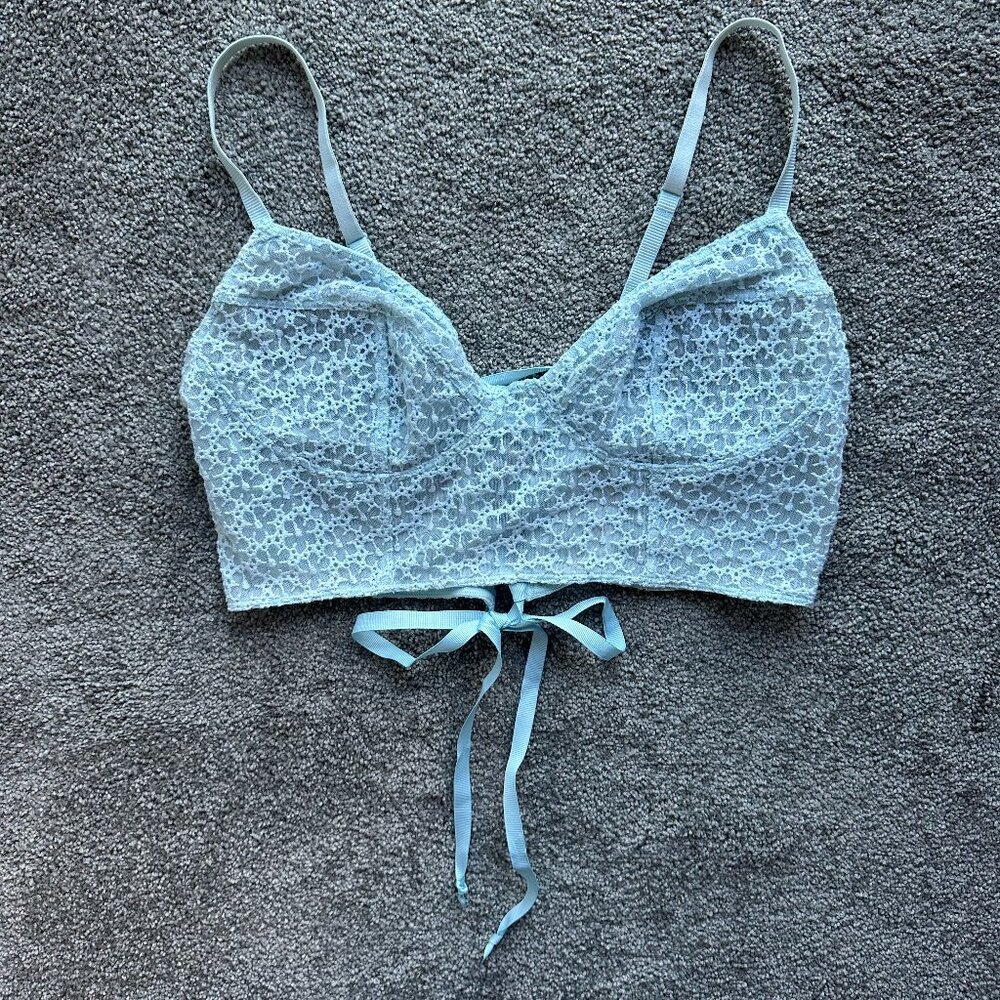 Free People Blue Lace Bralette w/Corset Back